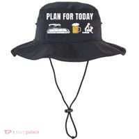 Funny Pontoon Boat Plan for Today Beer Boating  Bucket Hat thumb 0