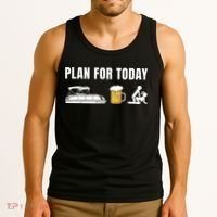 Funny Pontoon Boat Plan for Today Beer Boating  Tank Top thumb 3