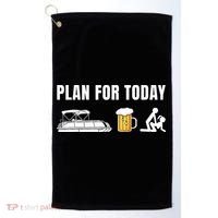 Funny Pontoon Boat Plan for Today Beer Boating  Golf Towel thumb 0