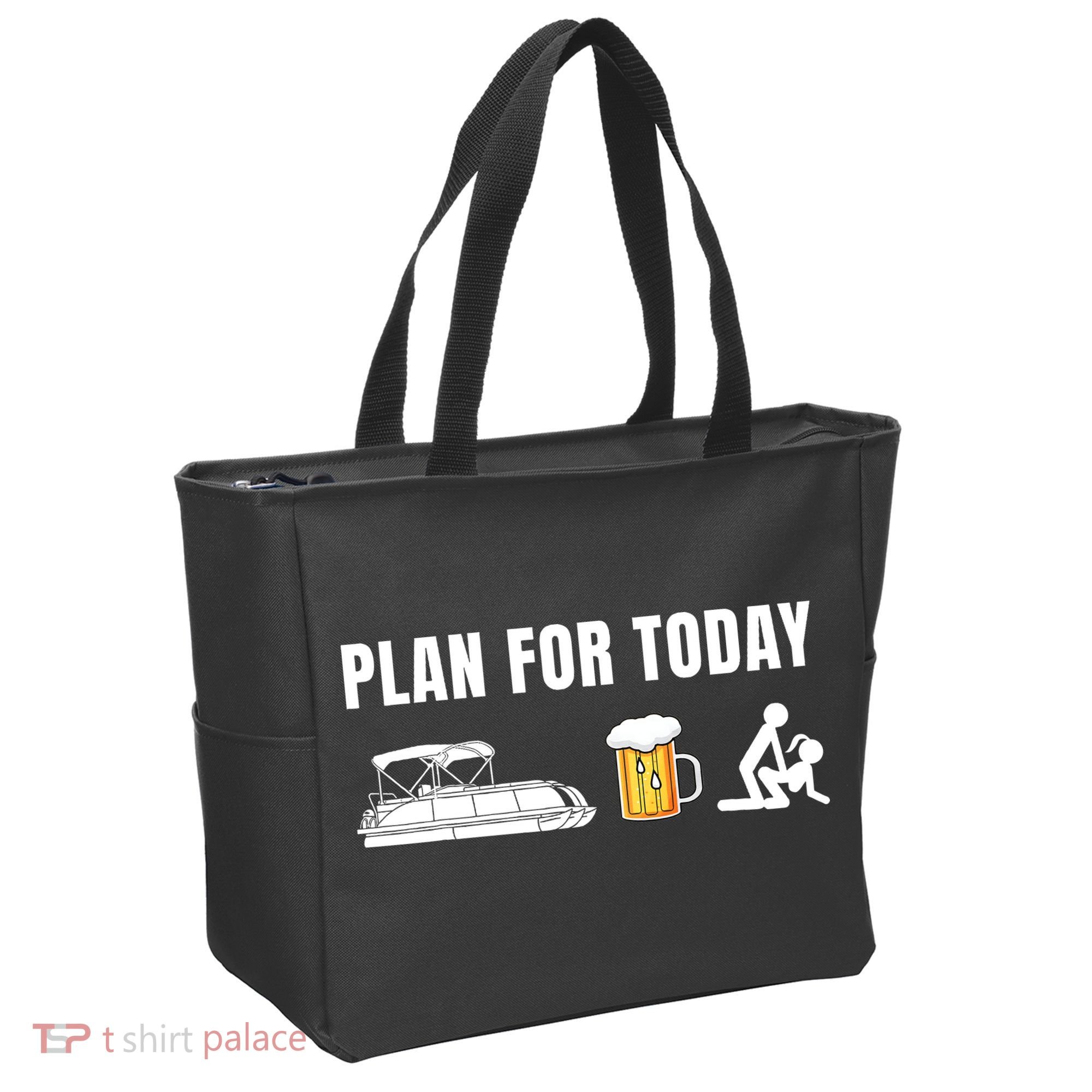 Funny Pontoon Boat Plan for Today Beer Boating  Tote Bag