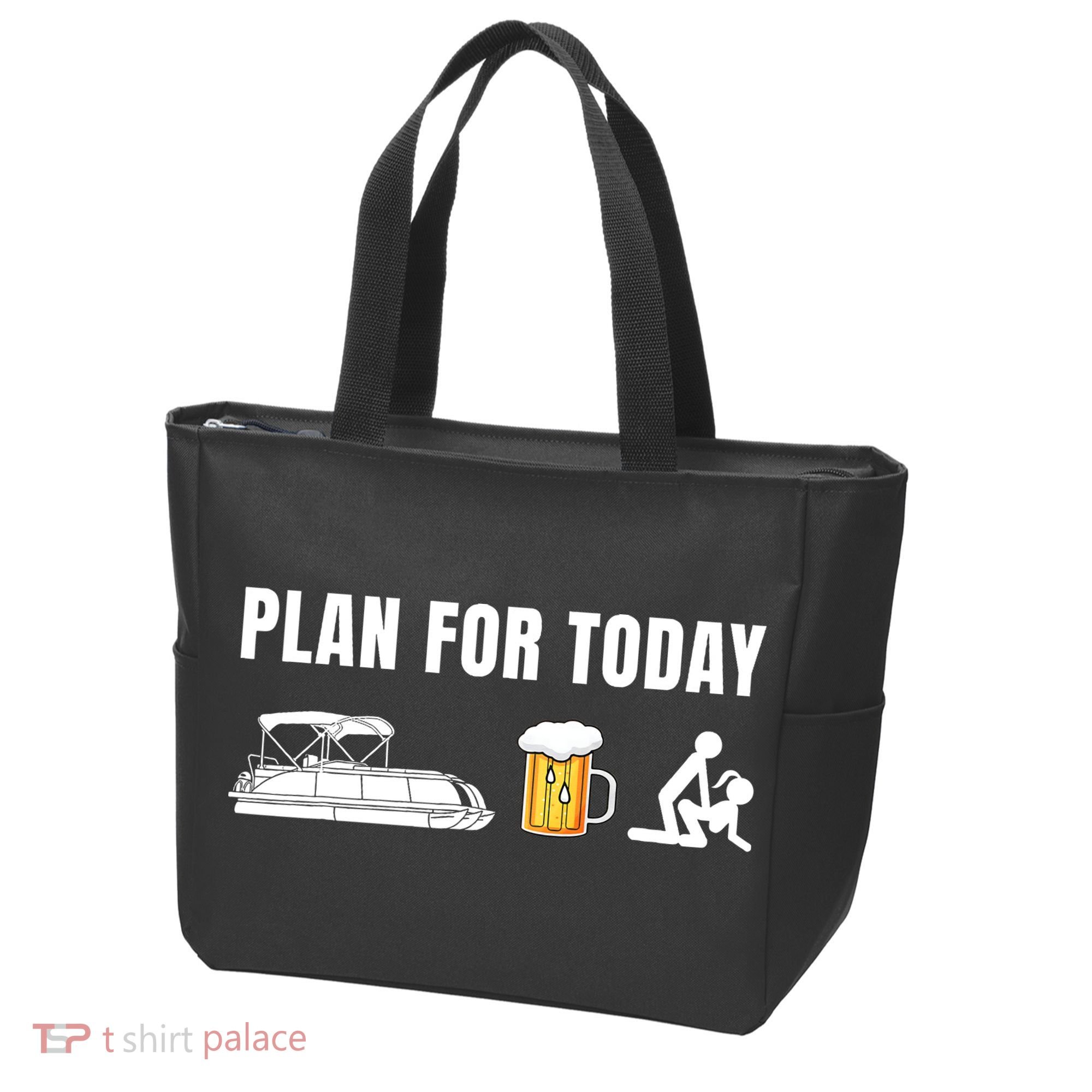 Funny Pontoon Boat Plan for Today Beer Boating  Tote Bag