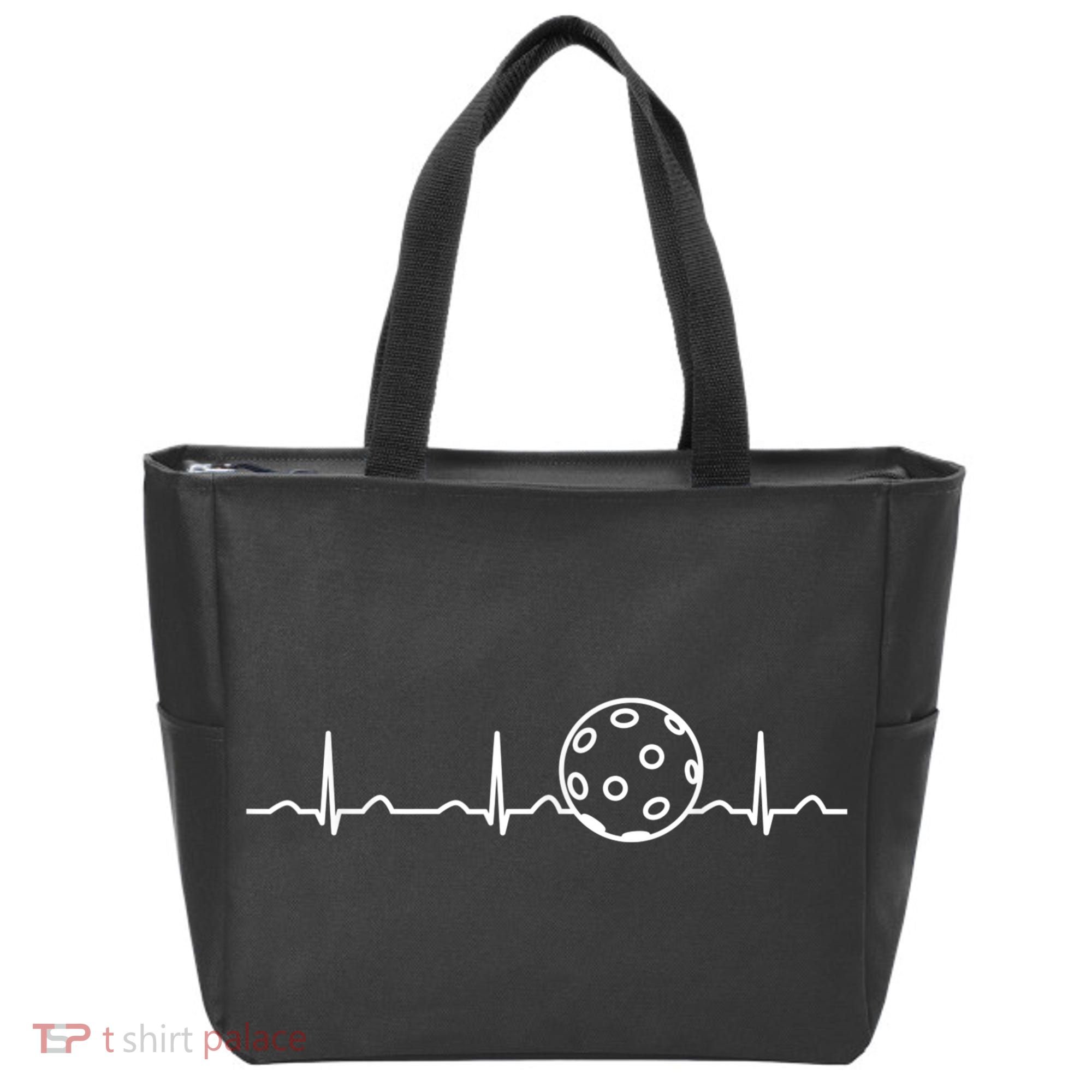 Funny Pickleball Ball Heartbeat Apparel Player Fan Mens Boys Tote Bag