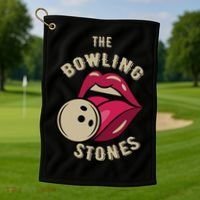 Funny Pun Bowling Stone Golf Towel thumb 1