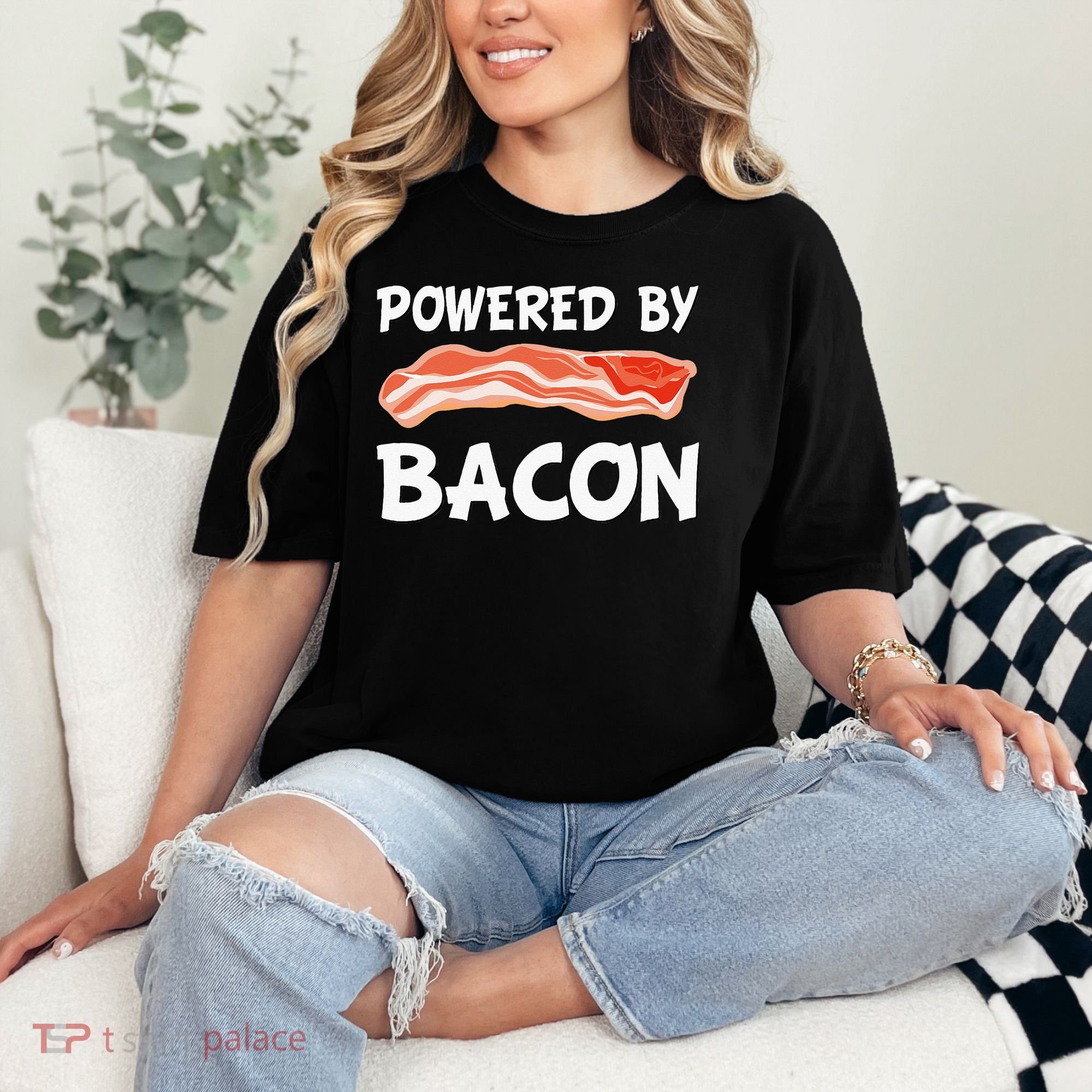 Funny Powered By Bacon Bacon Lovers Comfort Colors T-Shirt