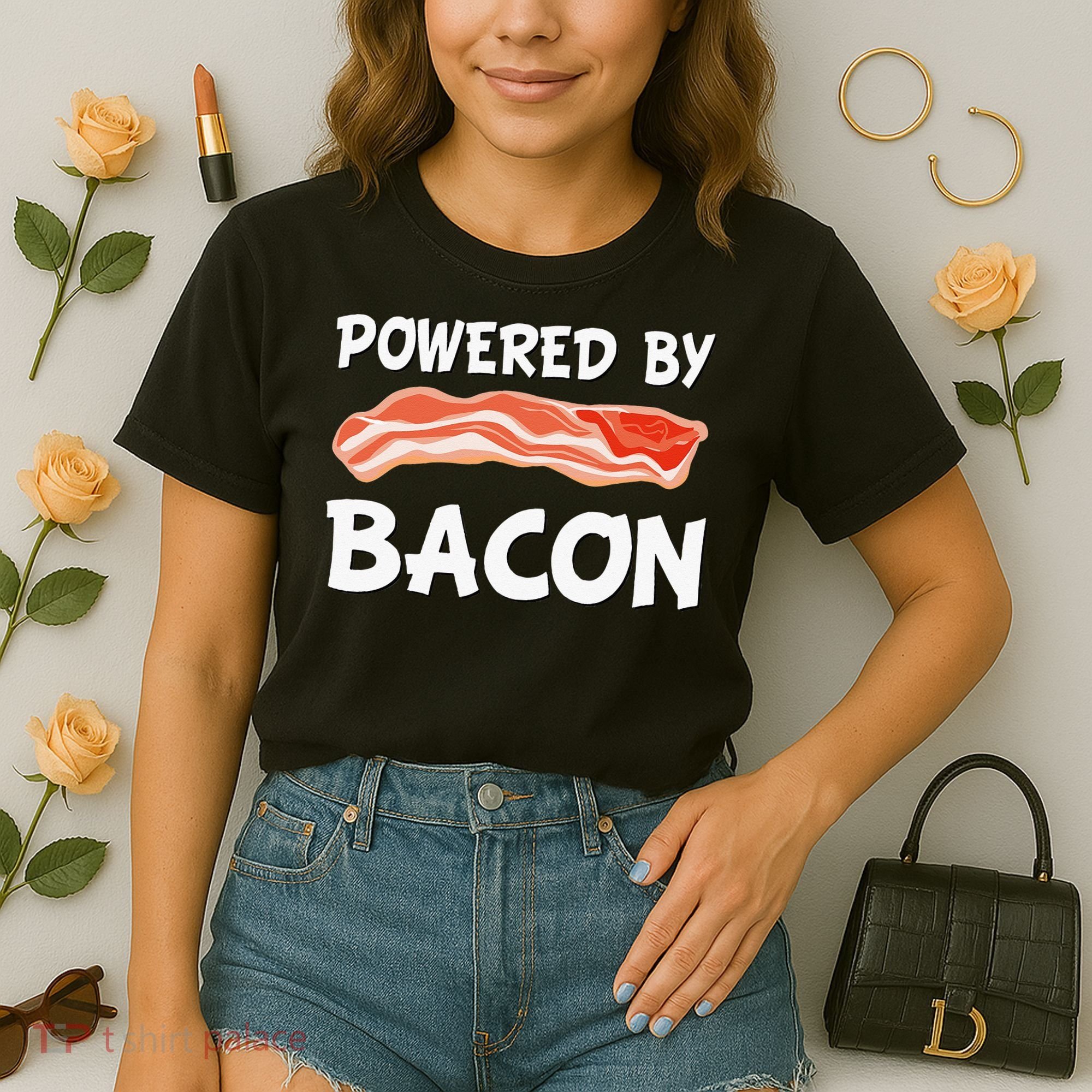 Funny Powered By Bacon Bacon Lovers Comfort Colors Boxy T-Shirt