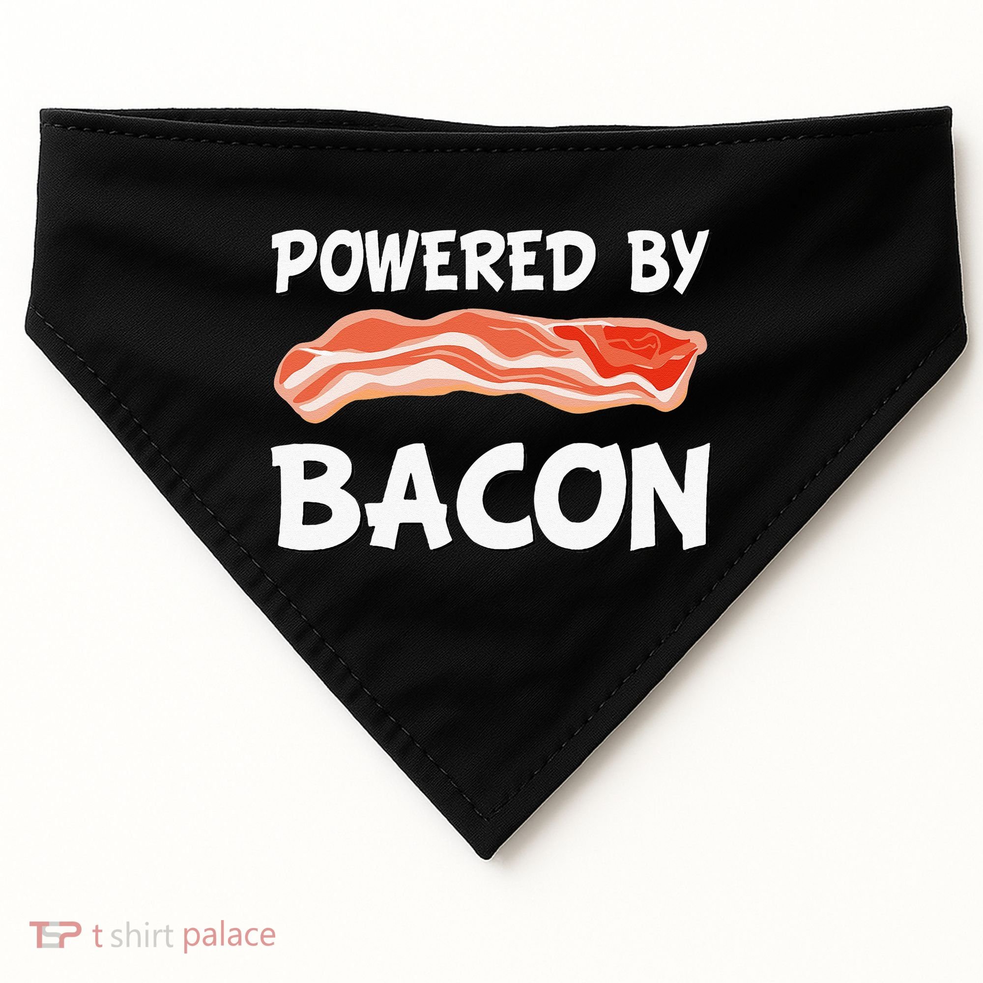 Funny Powered By Bacon Bacon Lovers USA-Made Doggie Bandana