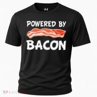 Funny Powered By Bacon Bacon Lovers Cooling Performance Crew T-Shirt thumb 0
