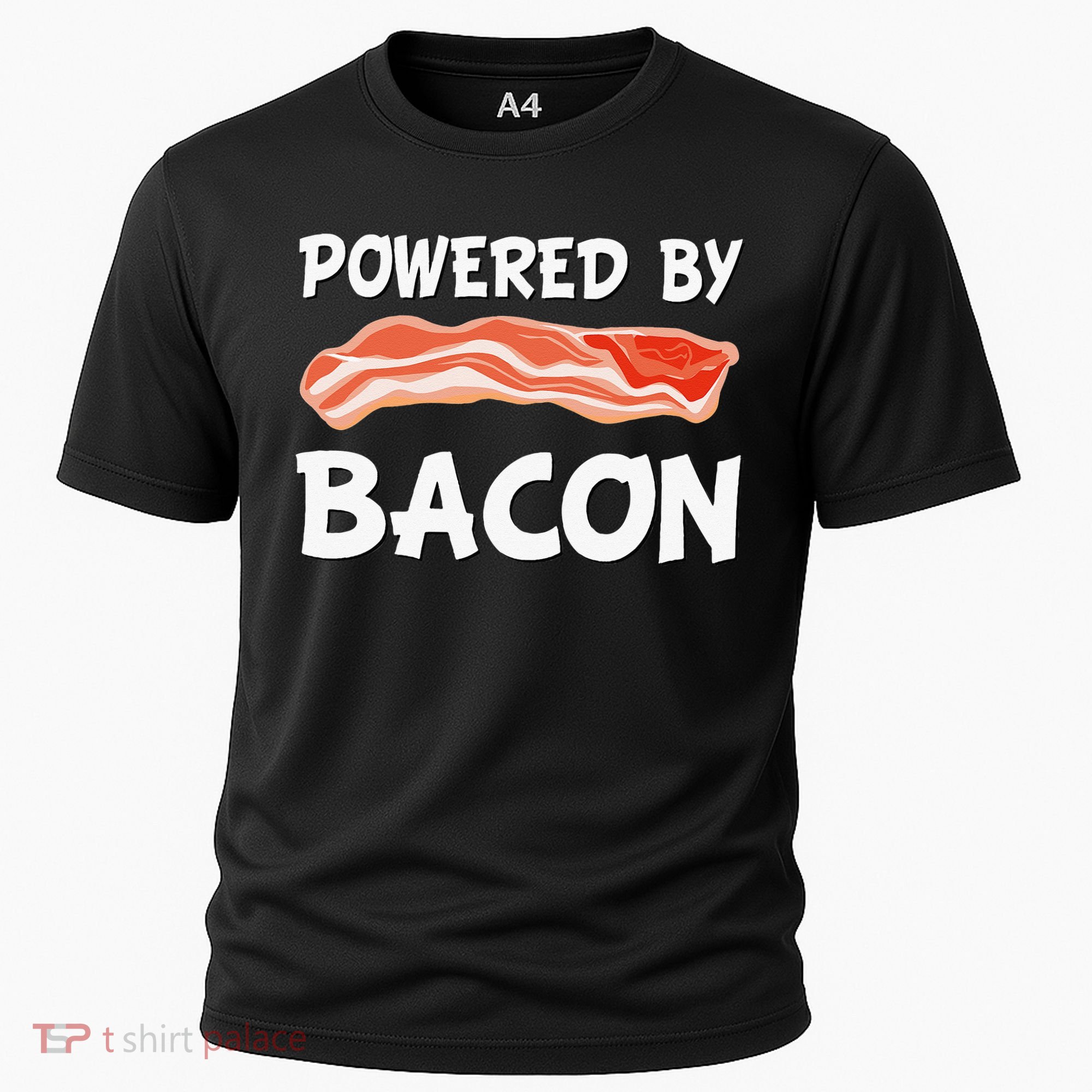 Funny Powered By Bacon Bacon Lovers Cooling Performance Crew T-Shirt