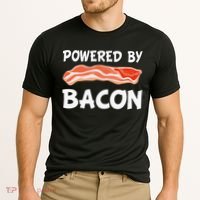 Funny Powered By Bacon Bacon Lovers Cooling Performance Crew T-Shirt thumb 2