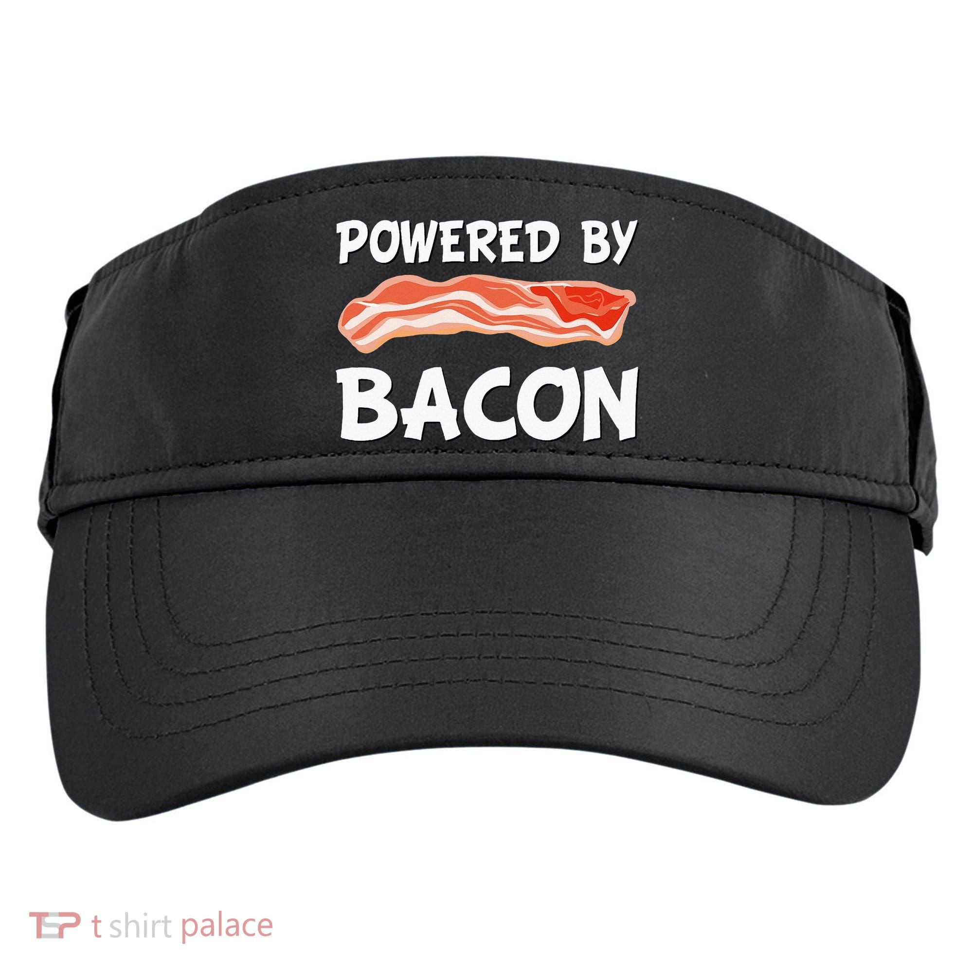 Funny Powered By Bacon Bacon Lovers Adult Drive Performance Visor