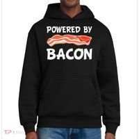 Funny Powered By Bacon Bacon Lovers District V.I.T. Heavyweight Hoodie thumb 0