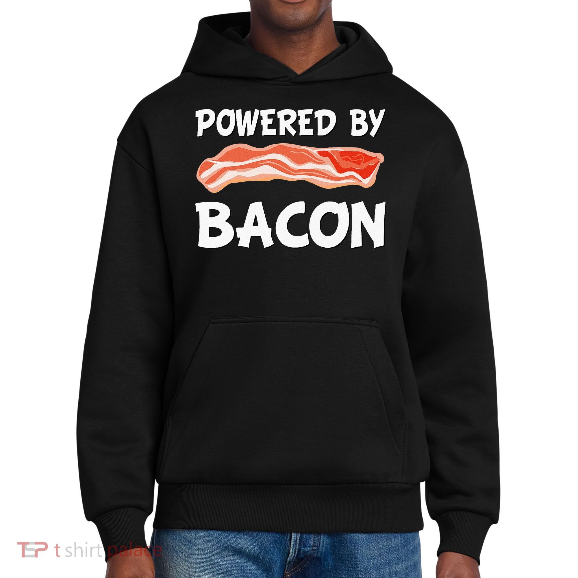 Funny Powered By Bacon Bacon Lovers District V.I.T. Heavyweight Hoodie