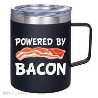 Funny Powered By Bacon Bacon Lovers 12oz Stainless Steel Coffee Mug thumb 0