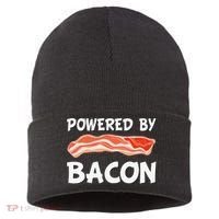 Funny Powered By Bacon Bacon Lovers Sustainable Knit Beanie thumb 0