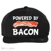 Funny Powered By Bacon Bacon Lovers Wool Snapback Cap thumb 0