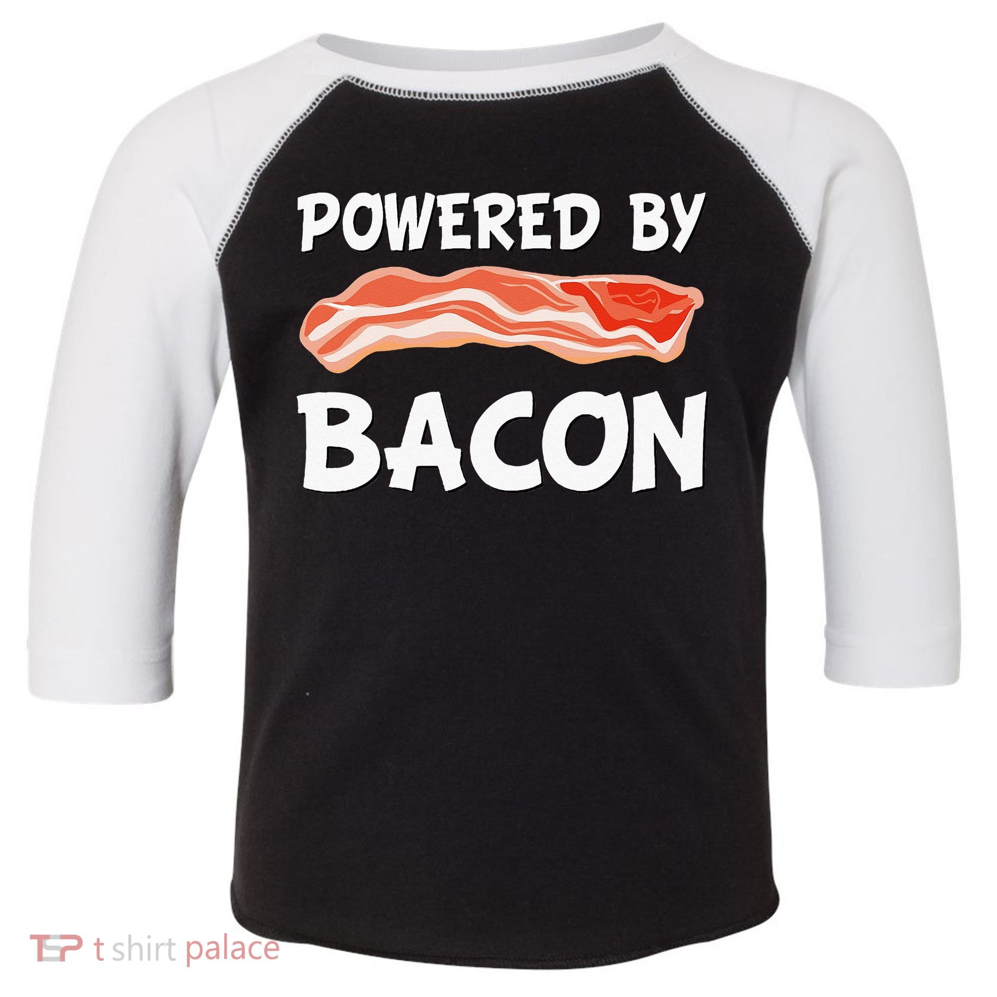 Funny Powered By Bacon Bacon Lovers Toddler Fine Jersey T-Shirt