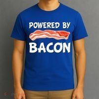 Funny Powered By Bacon Bacon Lovers T-Shirt thumb 3
