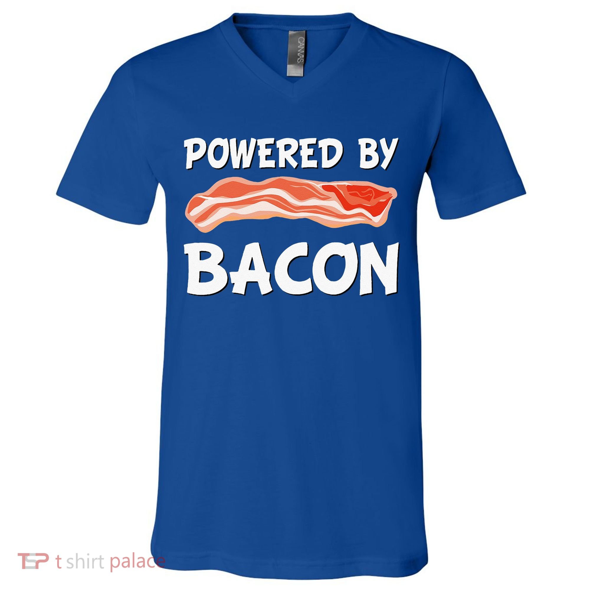Funny Powered By Bacon Bacon Lovers V-Neck T-Shirt