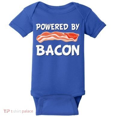 Funny Powered By Bacon Bacon Lovers Baby Bodysuit