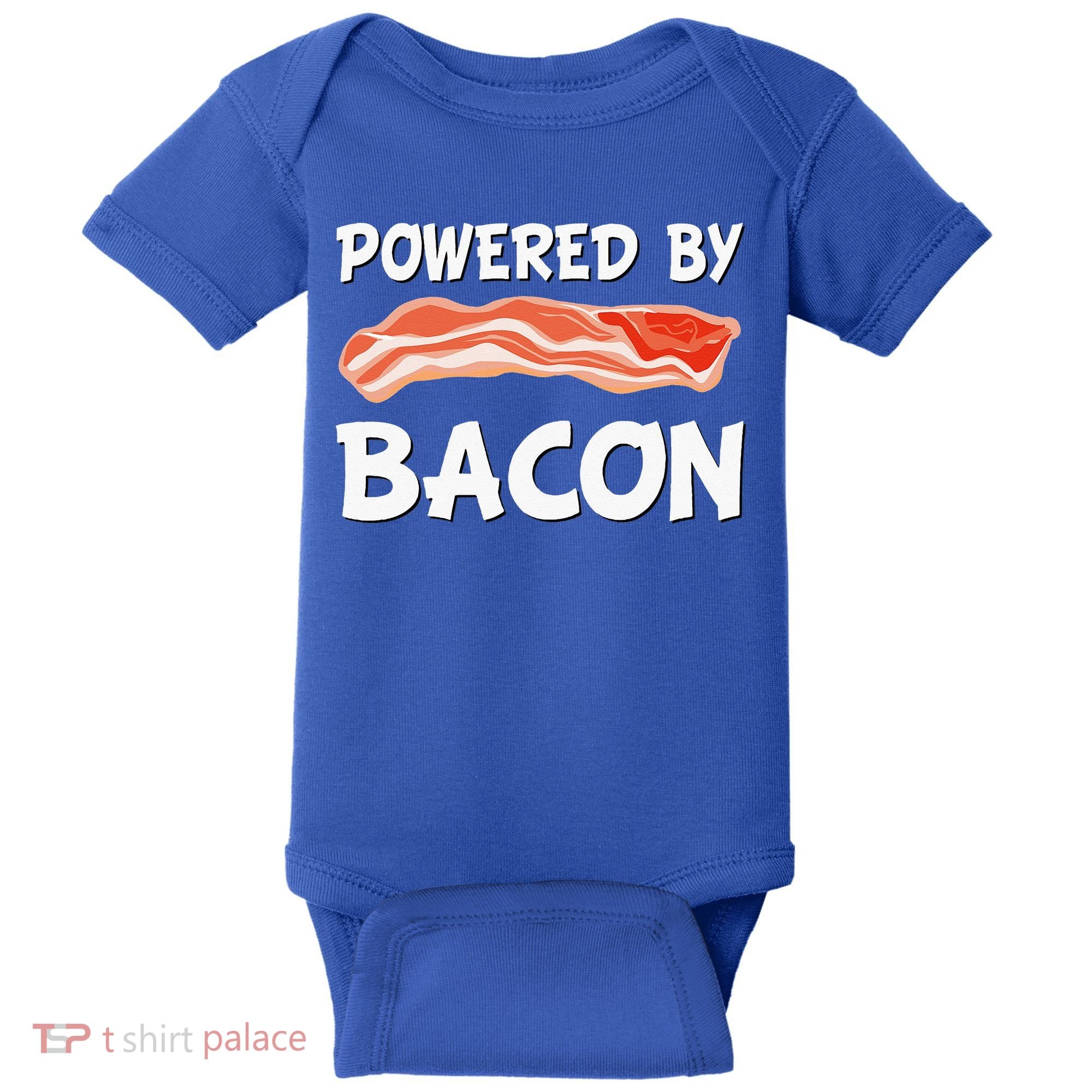 Funny Powered By Bacon Bacon Lovers Baby Bodysuit
