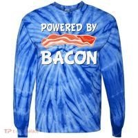 Funny Powered By Bacon Bacon Lovers Tie-Dye Long Sleeve Shirt thumb 0