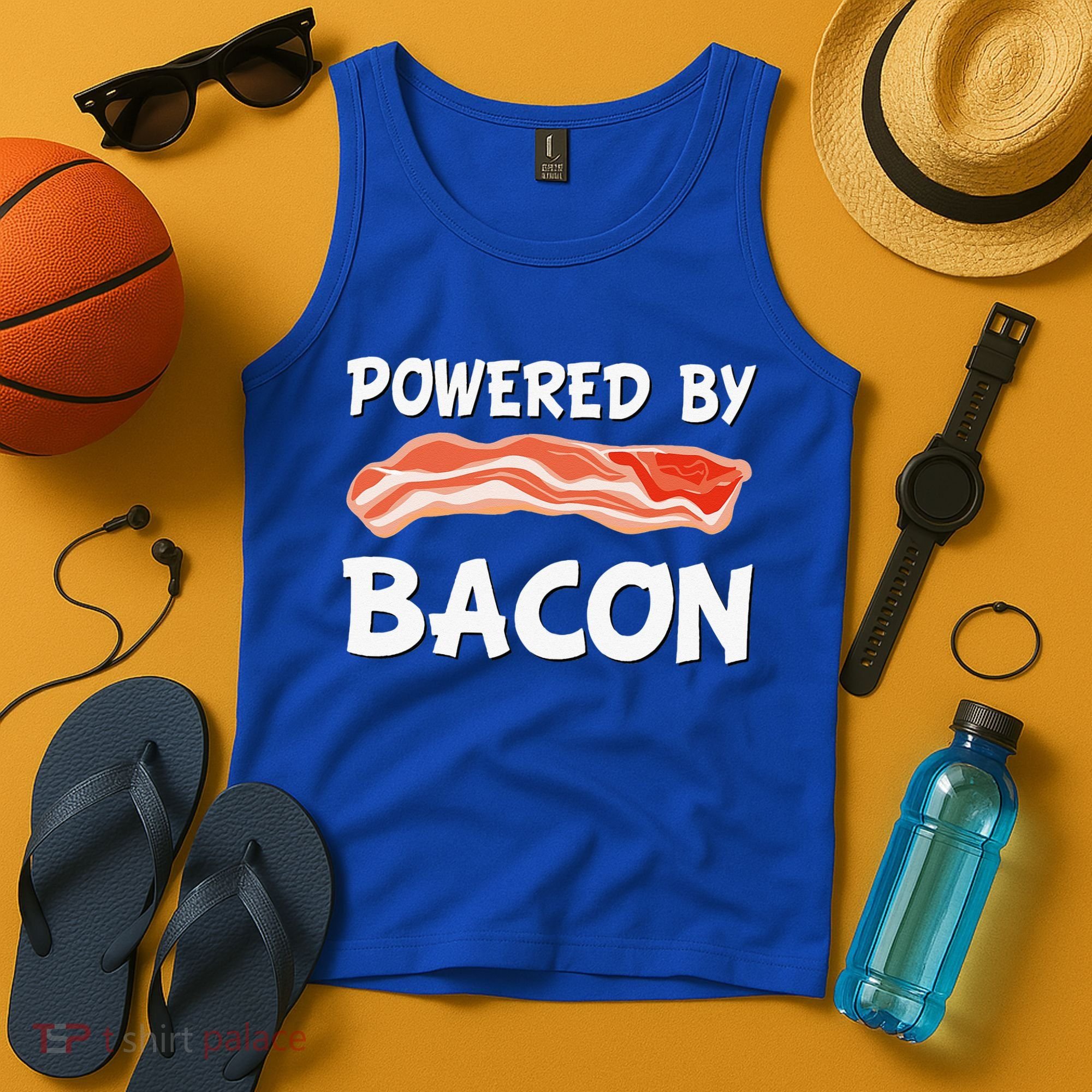 Funny Powered By Bacon Bacon Lovers Tank Top
