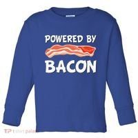 Funny Powered By Bacon Bacon Lovers Toddler Long Sleeve Shirt thumb 0