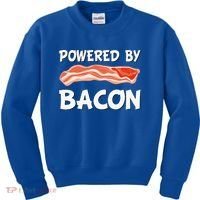 Funny Powered By Bacon Bacon Lovers Kids Sweatshirt thumb 0