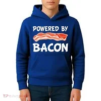 Funny Powered By Bacon Bacon Lovers Kids Hoodie thumb 4
