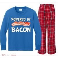Funny Powered By Bacon Bacon Lovers Kids Long Sleeve Plaid Pajama Set thumb 0