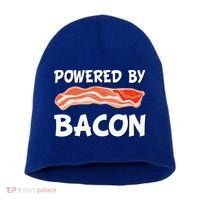 Funny Powered By Bacon Bacon Lovers Short Acrylic Beanie thumb 0