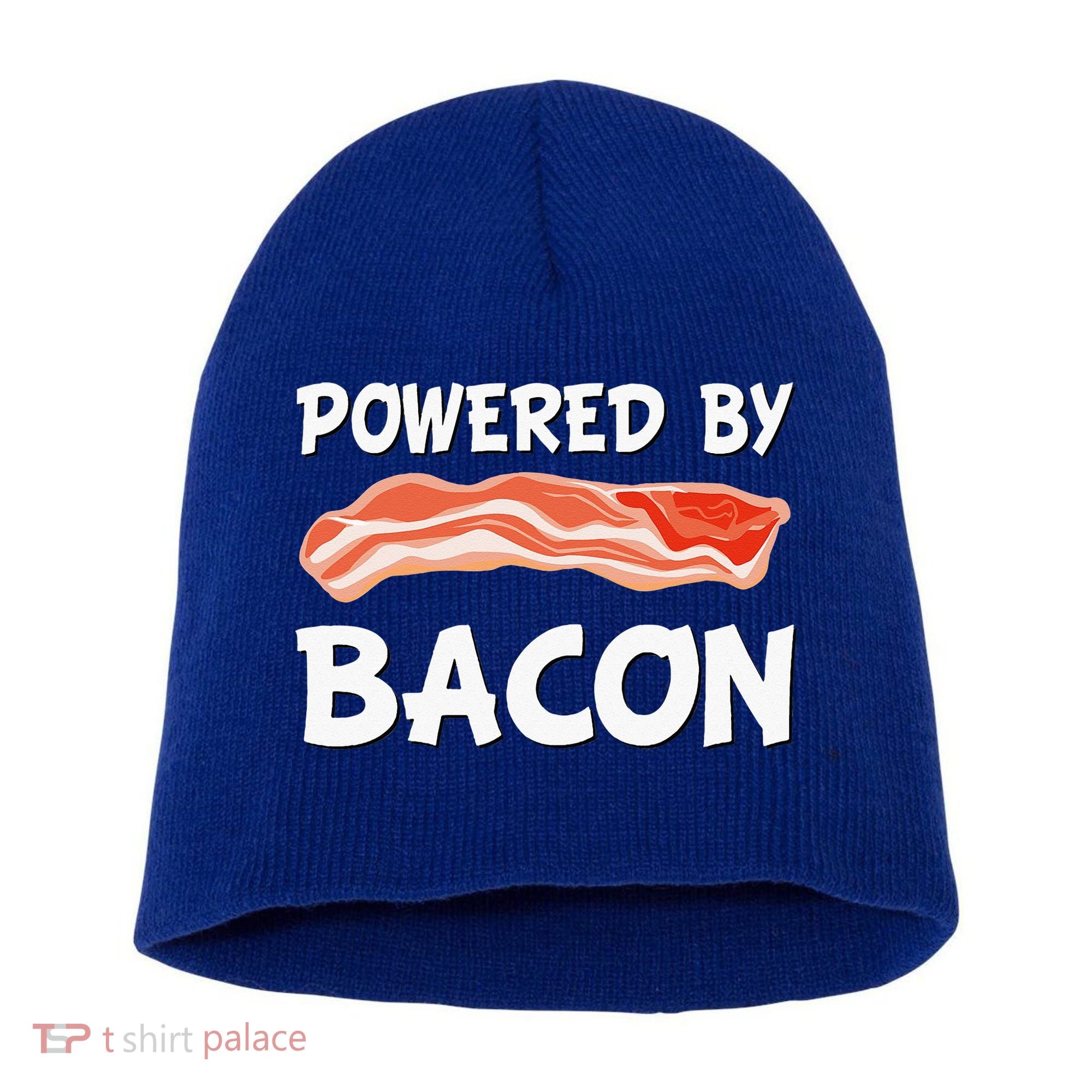 Funny Powered By Bacon Bacon Lovers Short Acrylic Beanie