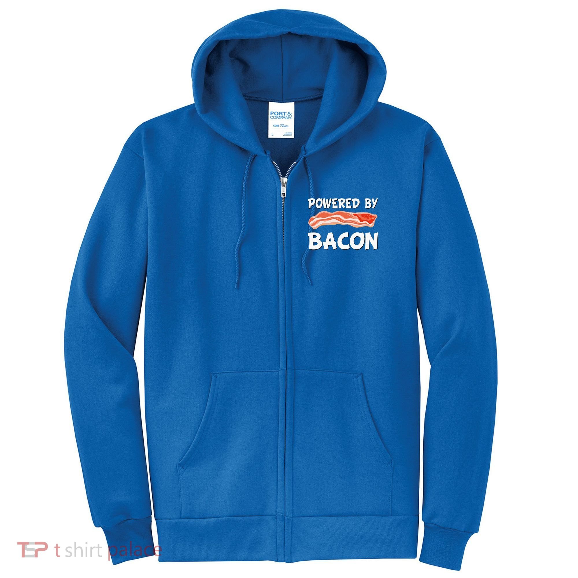 Funny Powered By Bacon Bacon Lovers Full Zip Hoodie