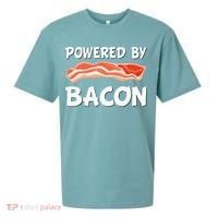 Funny Powered By Bacon Bacon Lovers Sueded Cloud Jersey T-Shirt thumb 0