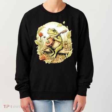 Frog Playing Banjo On Log Women's Sweatshirt