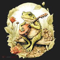 Frog Playing Banjo On Log Women's Sweatshirt thumb 2