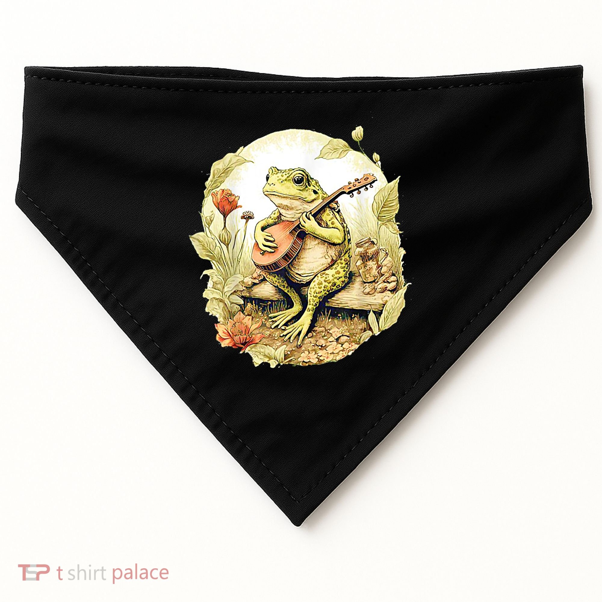 Frog Playing Banjo On Log USA-Made Doggie Bandana