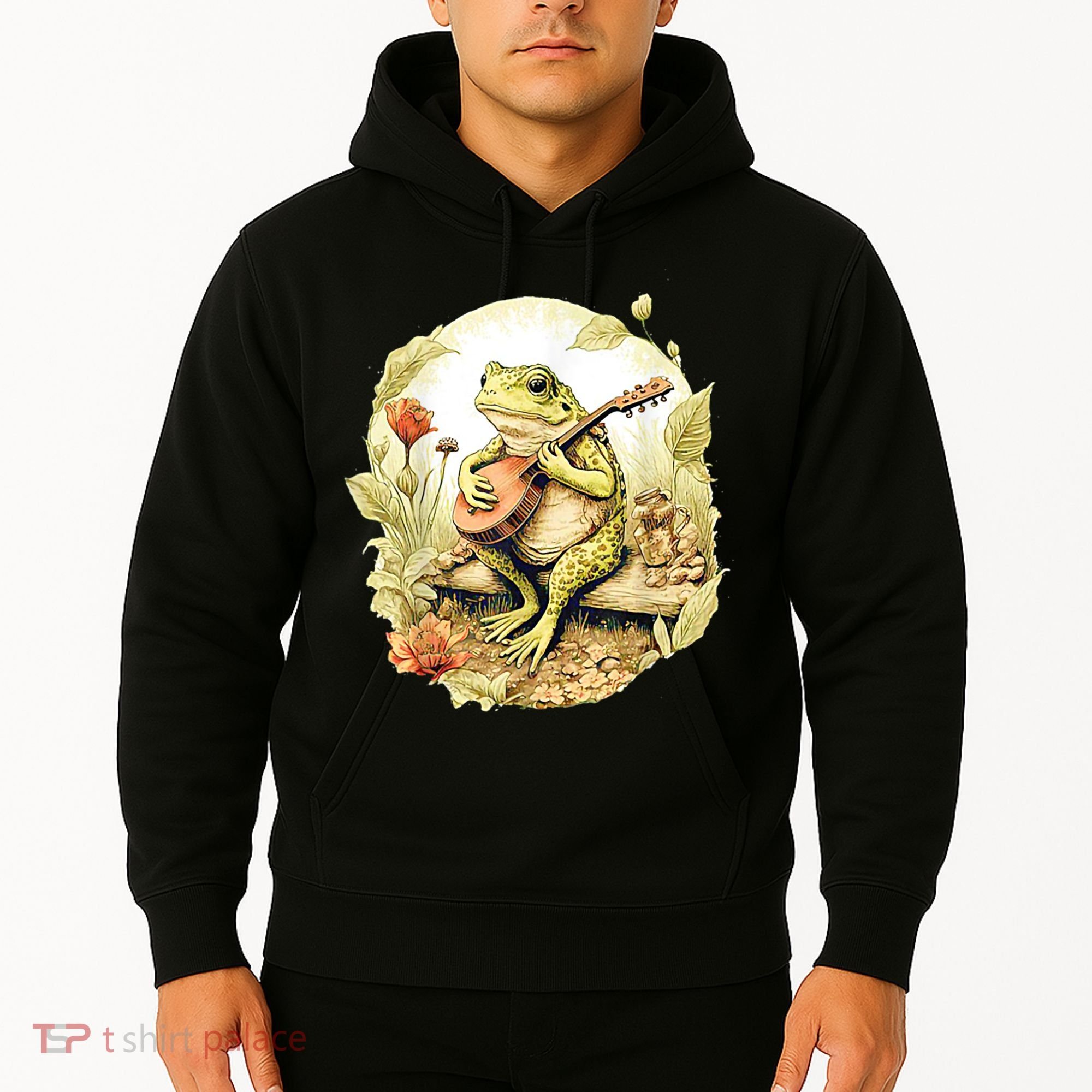 Frog Playing Banjo On Log Hoodie