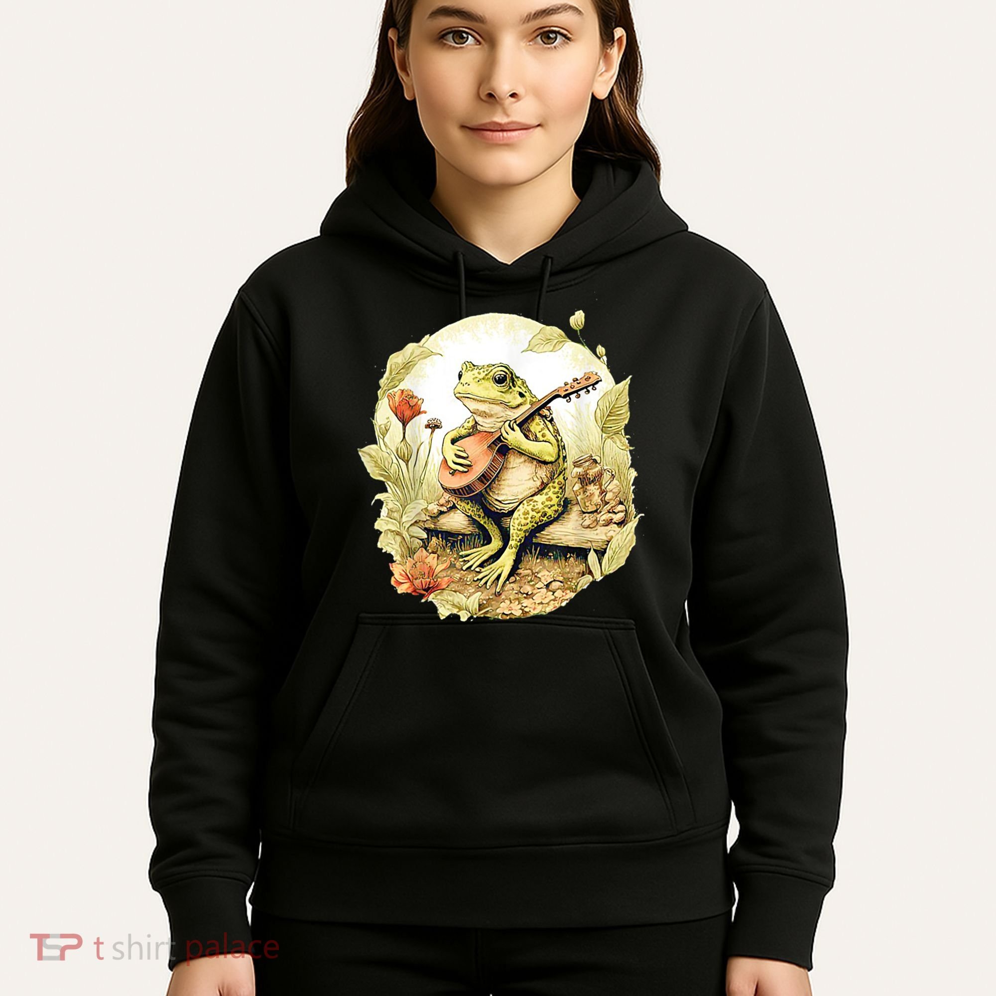 Frog Playing Banjo On Log Hoodie