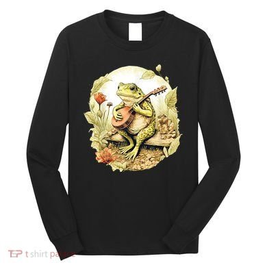 Frog Playing Banjo On Log Long Sleeve Shirt