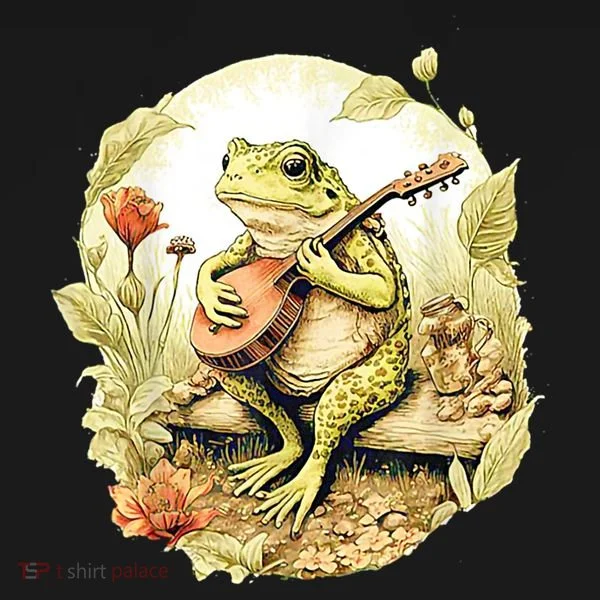 Frog Playing Banjo On Log Bucket Hat