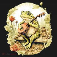Frog Playing Banjo On Log Polo thumb 3