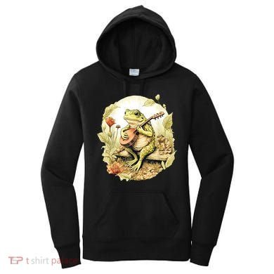Frog Playing Banjo On Log Women's Hoodie