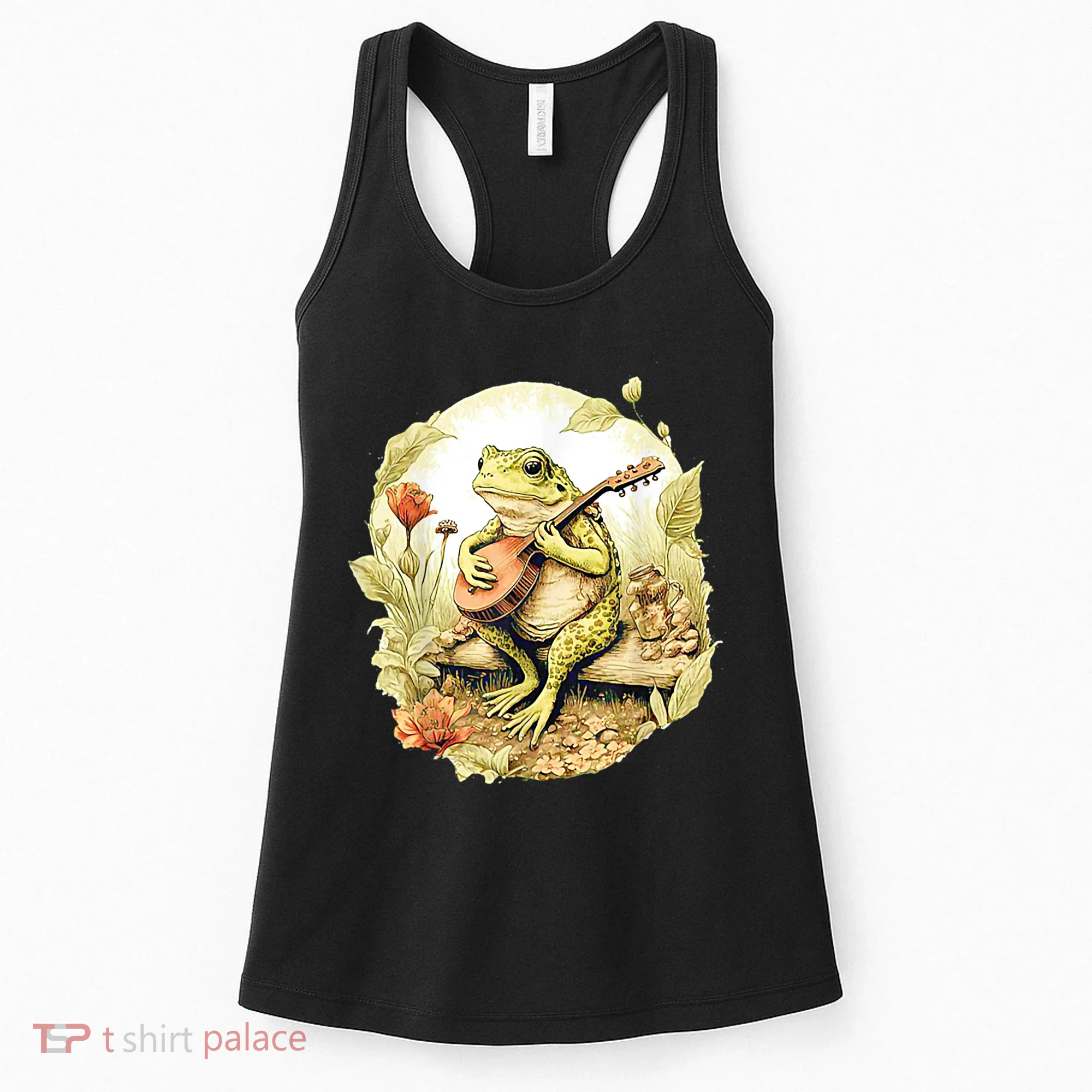 Frog Playing Banjo On Log Women's Tank Top