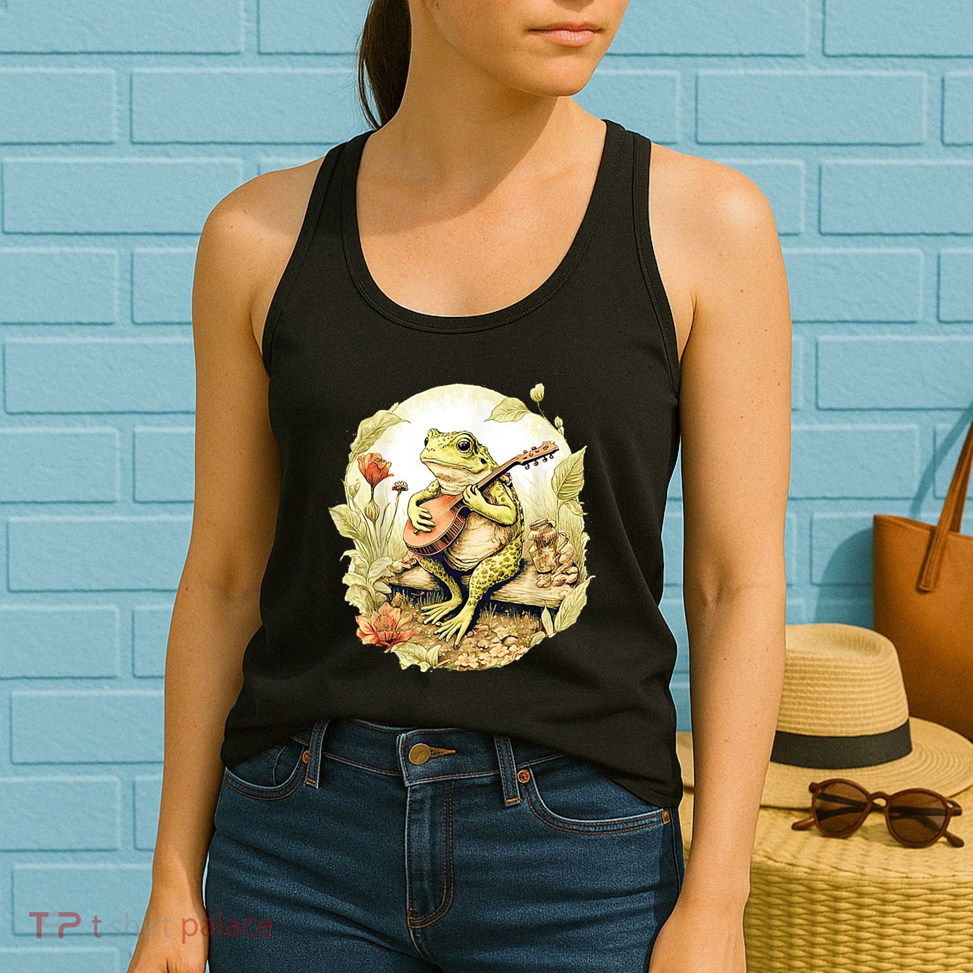 Frog Playing Banjo On Log Women's Tank Top