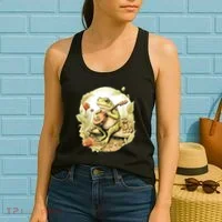 Frog Playing Banjo On Log Women's Tank Top thumb 2