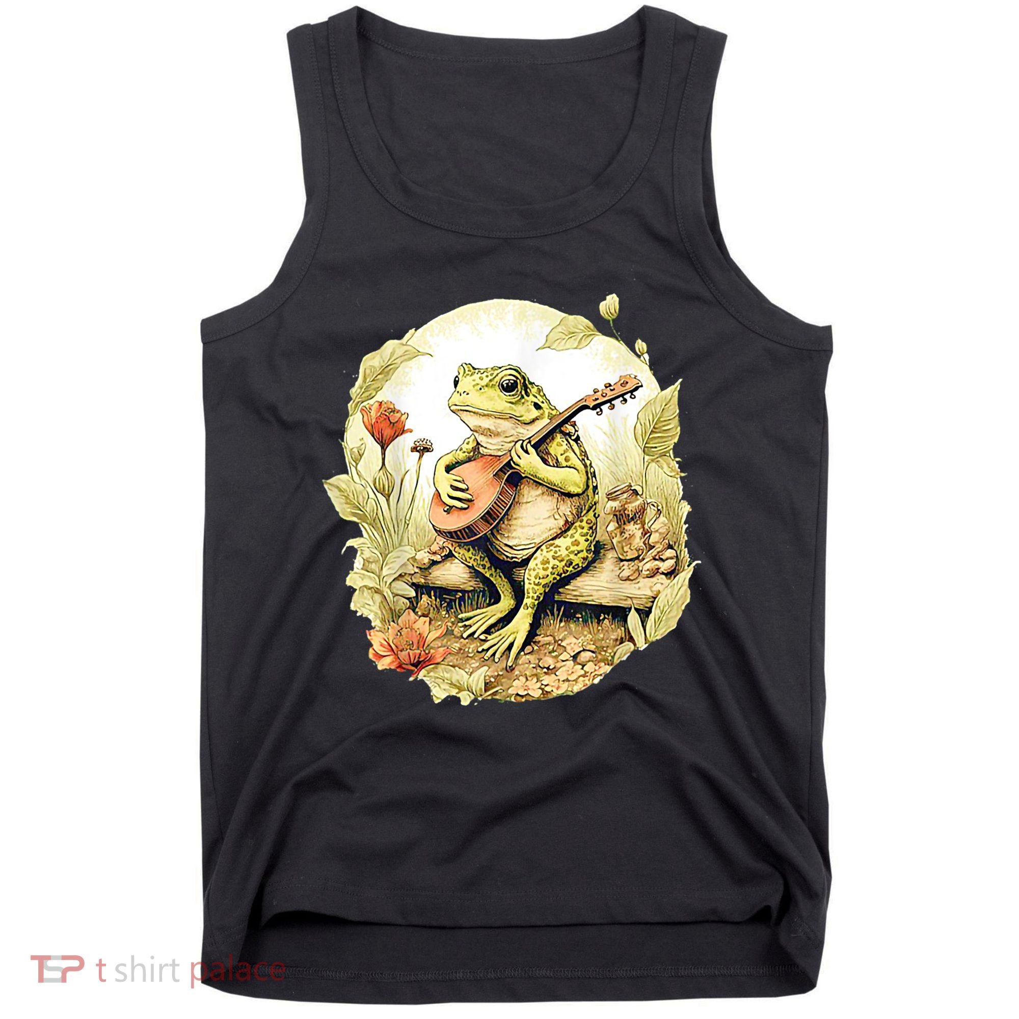 Frog Playing Banjo On Log Tank Top