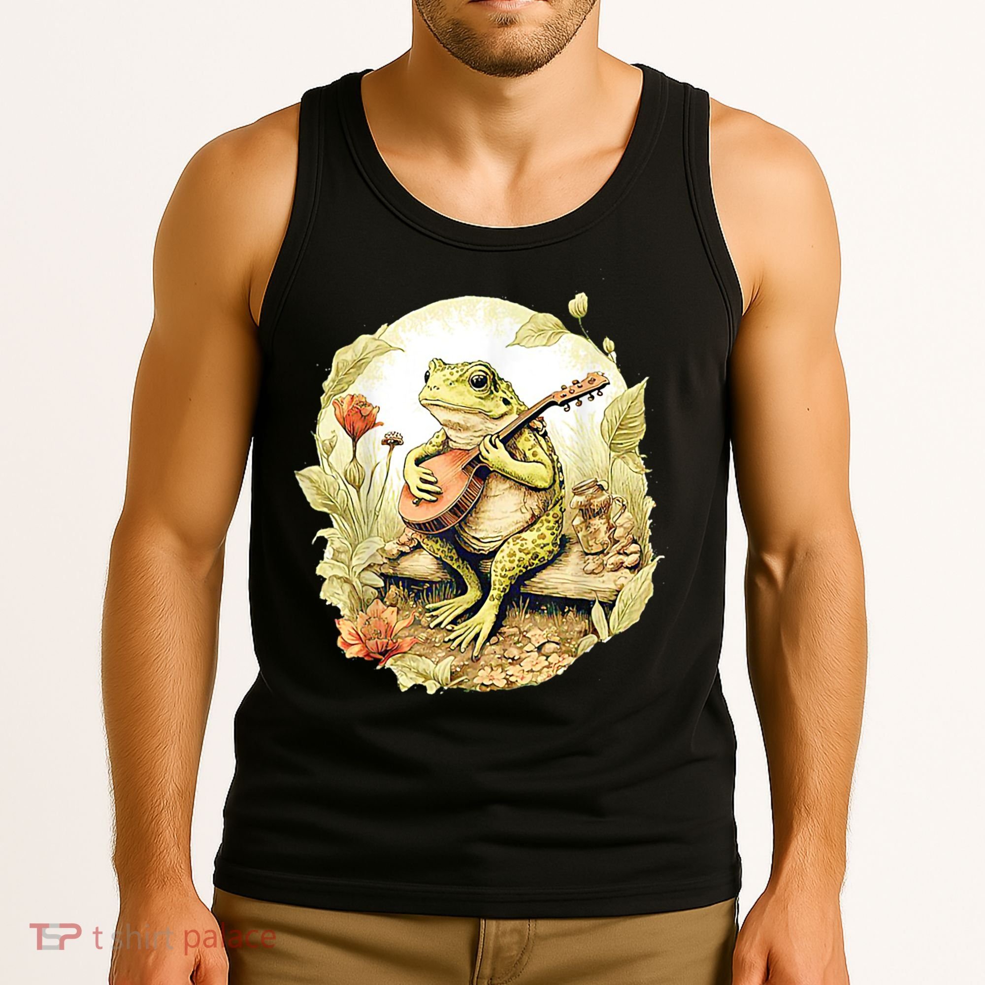 Frog Playing Banjo On Log Tank Top