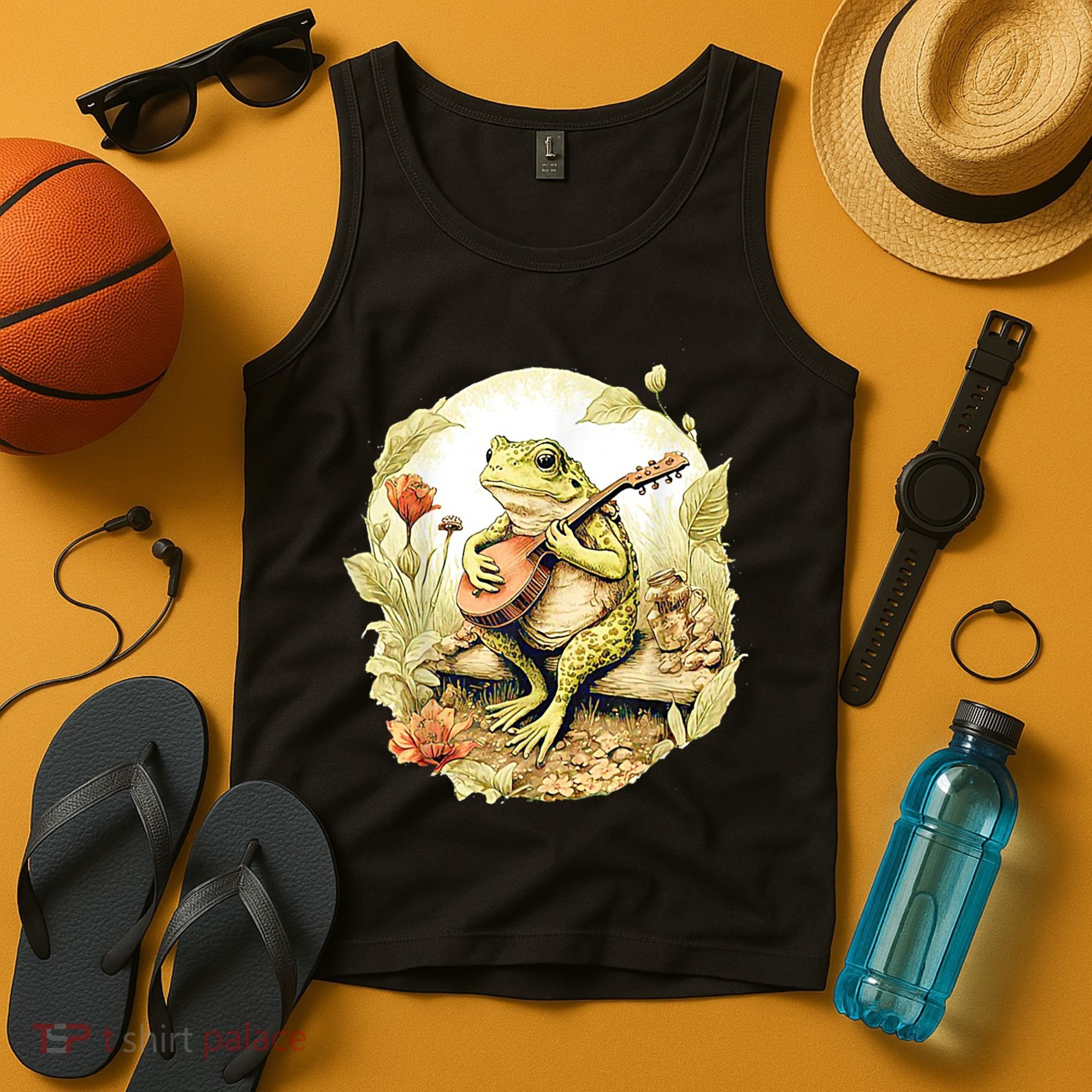 Frog Playing Banjo On Log Tank Top