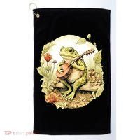 Frog Playing Banjo On Log Golf Towel thumb 0